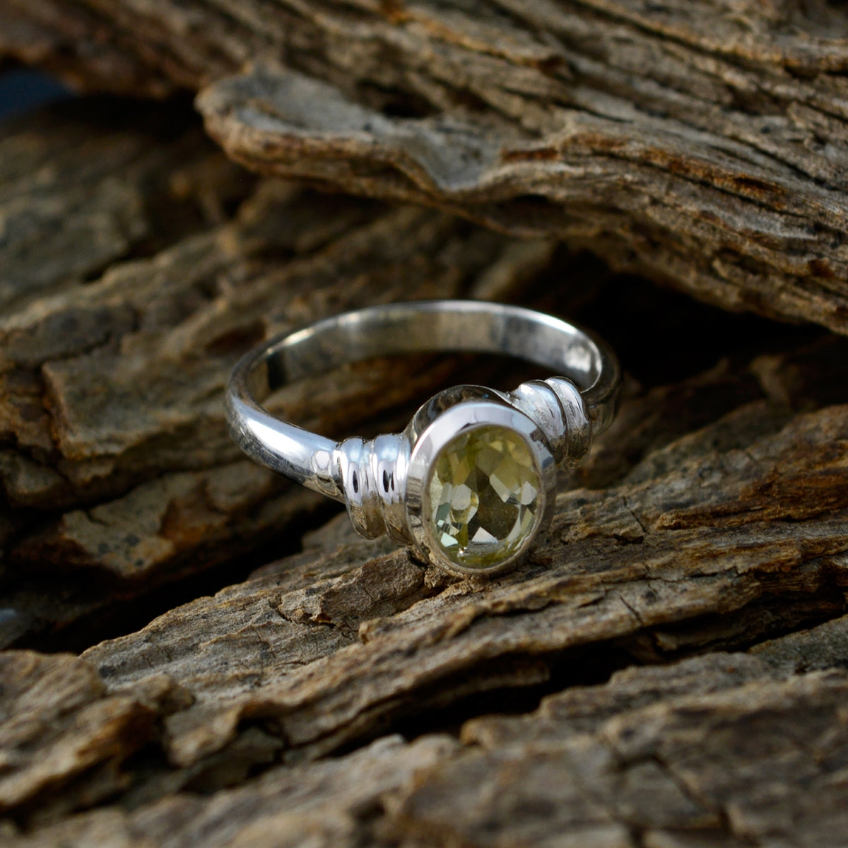 Lemon Quartz Solitaire American 925 Sterling Silver Yellow Gems Delicate Fairytale Ring Jewelry