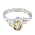 Lemon Quartz Solitaire American 925 Sterling Silver Yellow Gems Delicate Fairytale Ring Jewelry