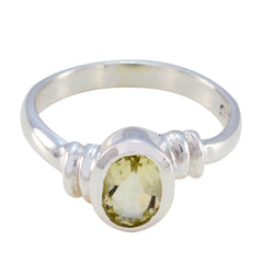 Lemon Quartz Solitaire American 925 Sterling Silver Yellow Gems Delicate Fairytale Ring Jewelry