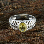 Lemon Quartz Solitaire French Sterling Silver Yellow Gemstone Minimal Art Deco Ring Jewellery