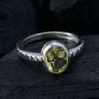 Lemon Quartz Solitaire German Sterling Silver Yellow Gemstone Featherlight Heritage Ring Jewelry