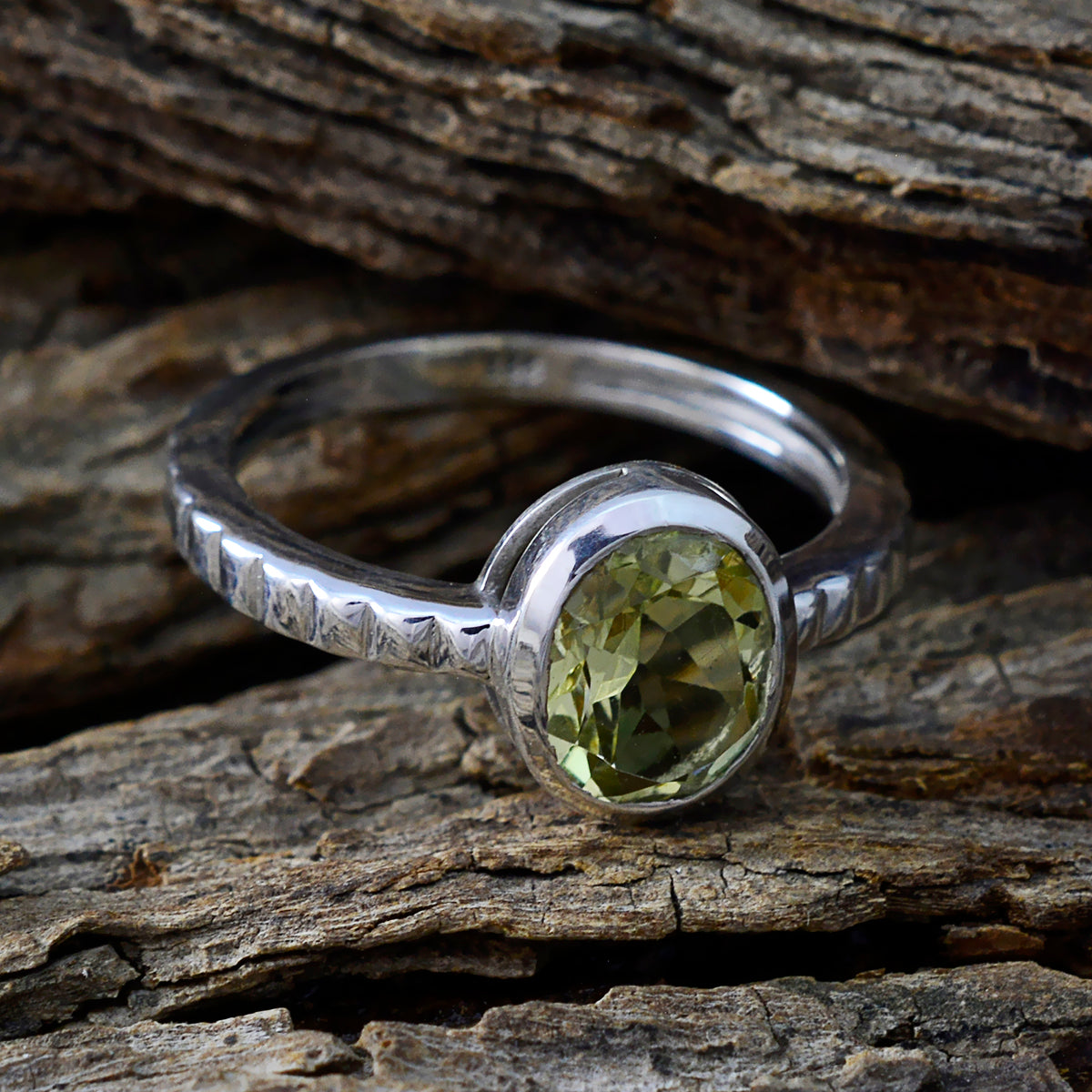 Lemon Quartz Solitaire German Sterling Silver Yellow Gemstone Featherlight Heritage Ring Jewelry