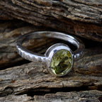 Lemon Quartz Solitaire German Sterling Silver Yellow Gemstone Featherlight Heritage Ring Jewelry