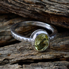 Lemon Quartz Solitaire German Sterling Silver Yellow Gemstone Featherlight Heritage Ring Jewelry