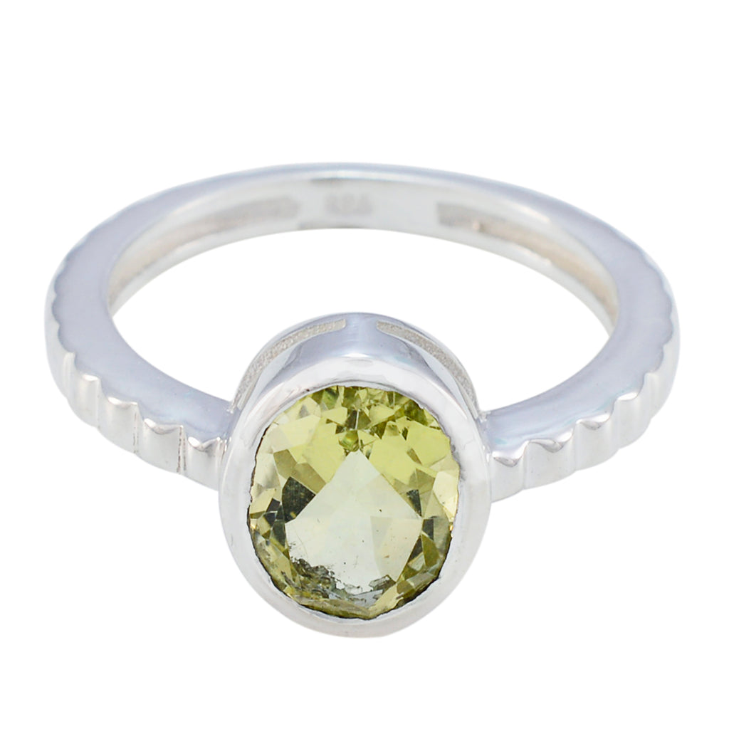 Lemon Quartz Solitaire German Sterling Silver Yellow Gemstone Featherlight Heritage Ring Jewelry