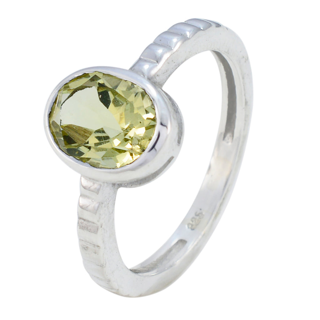 Lemon Quartz Solitaire German Sterling Silver Yellow Gemstone Featherlight Heritage Ring Jewelry