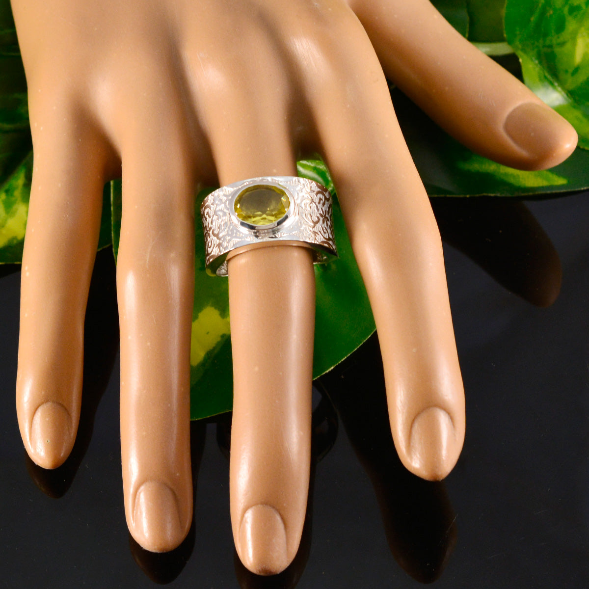 Lemon Quartz Solitaire French 92.5 Silver Yellow Gemstones Essential  Art Deco Ring Jewelry