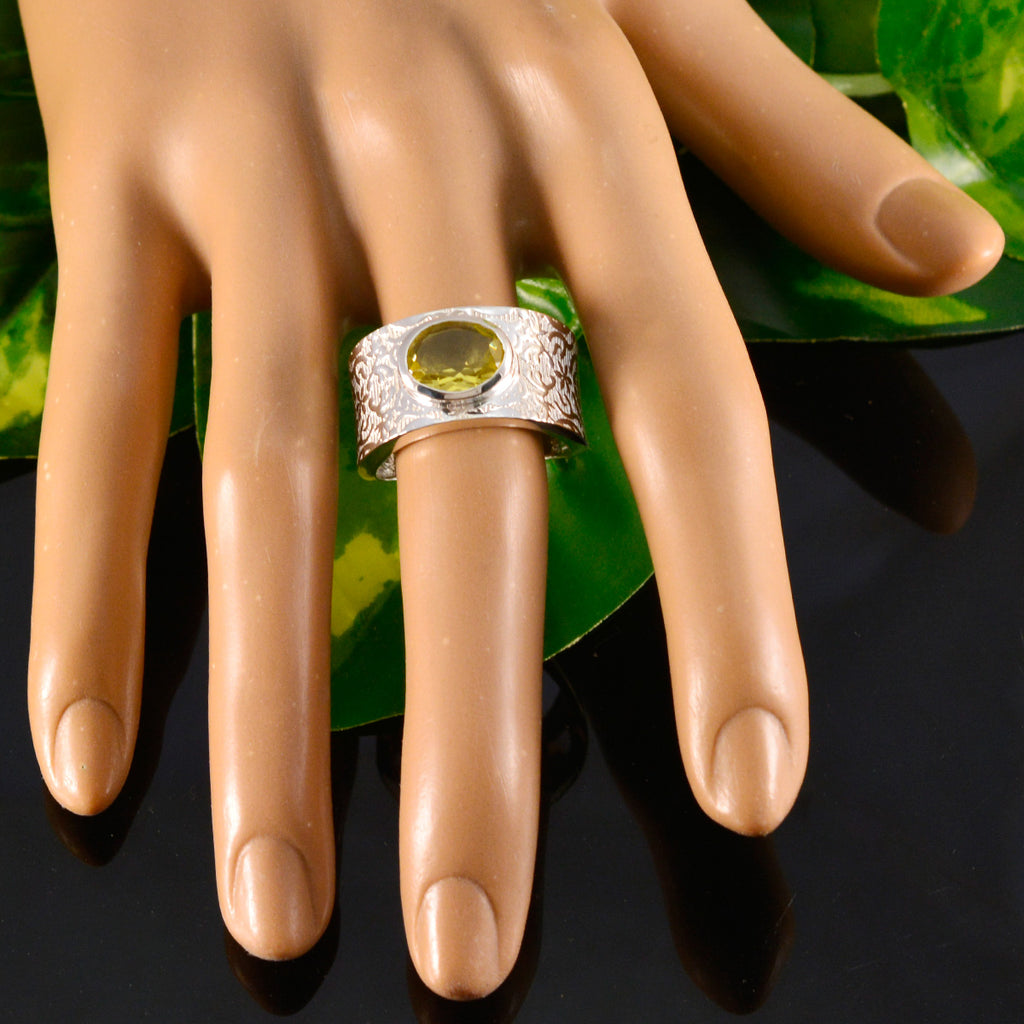 Lemon Quartz Solitaire French 92.5 Silver Yellow Gemstones Essential  Art Deco Ring Jewelry