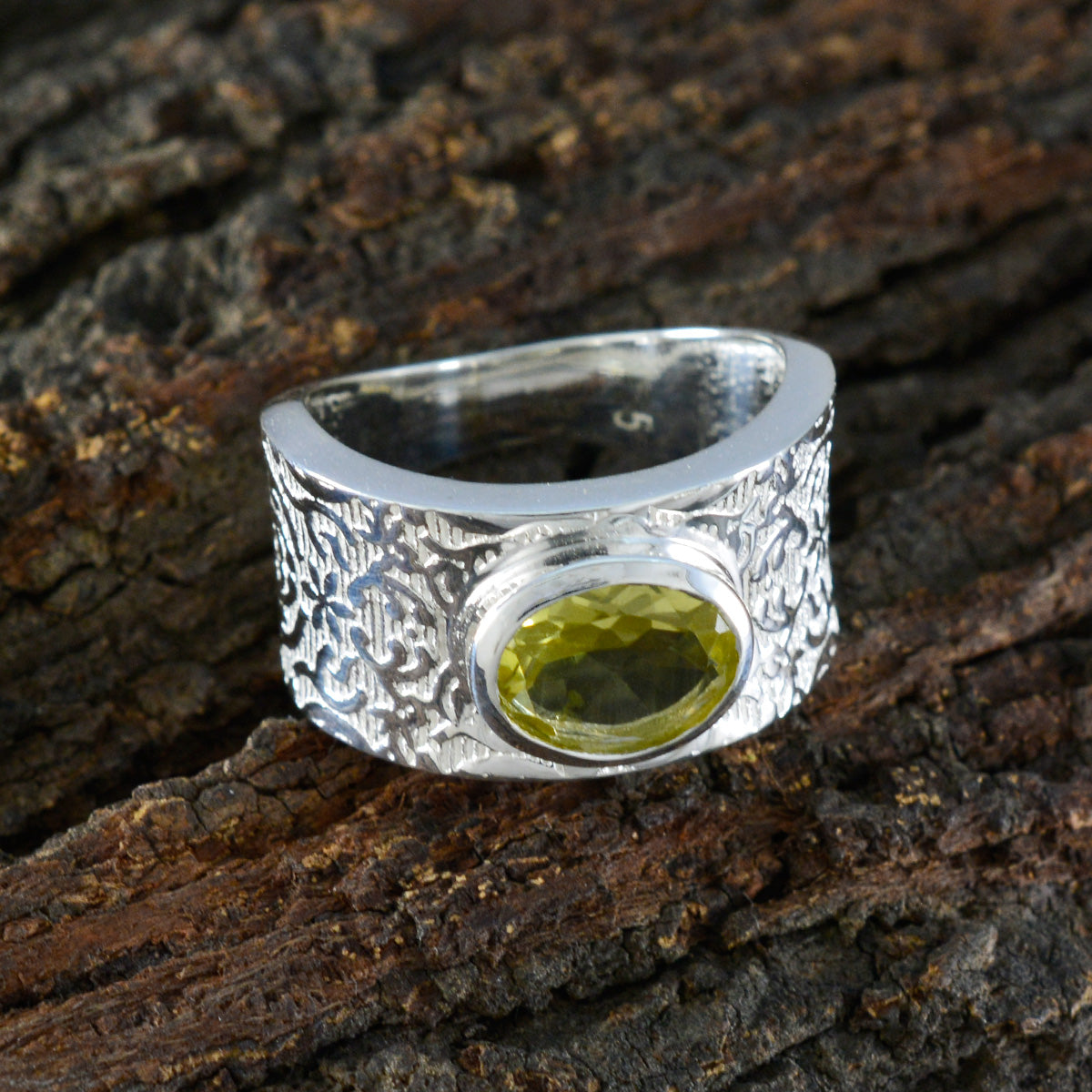 Lemon Quartz Solitaire French 92.5 Silver Yellow Gemstones Essential  Art Deco Ring Jewelry