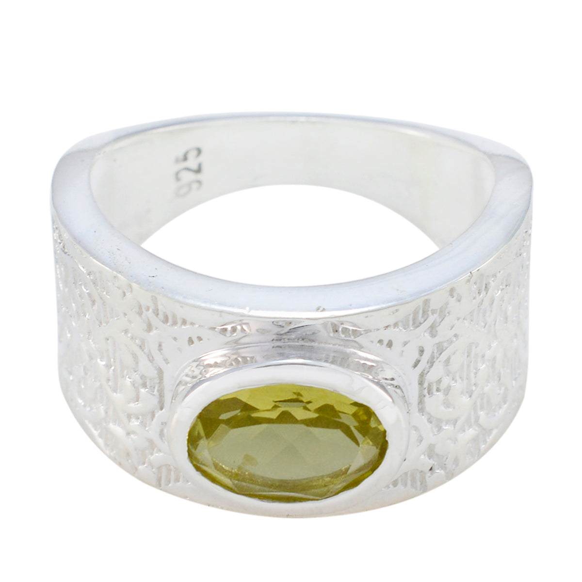 Lemon Quartz Solitaire French 92.5 Silver Yellow Gemstones Essential  Art Deco Ring Jewelry Главное изображение товара