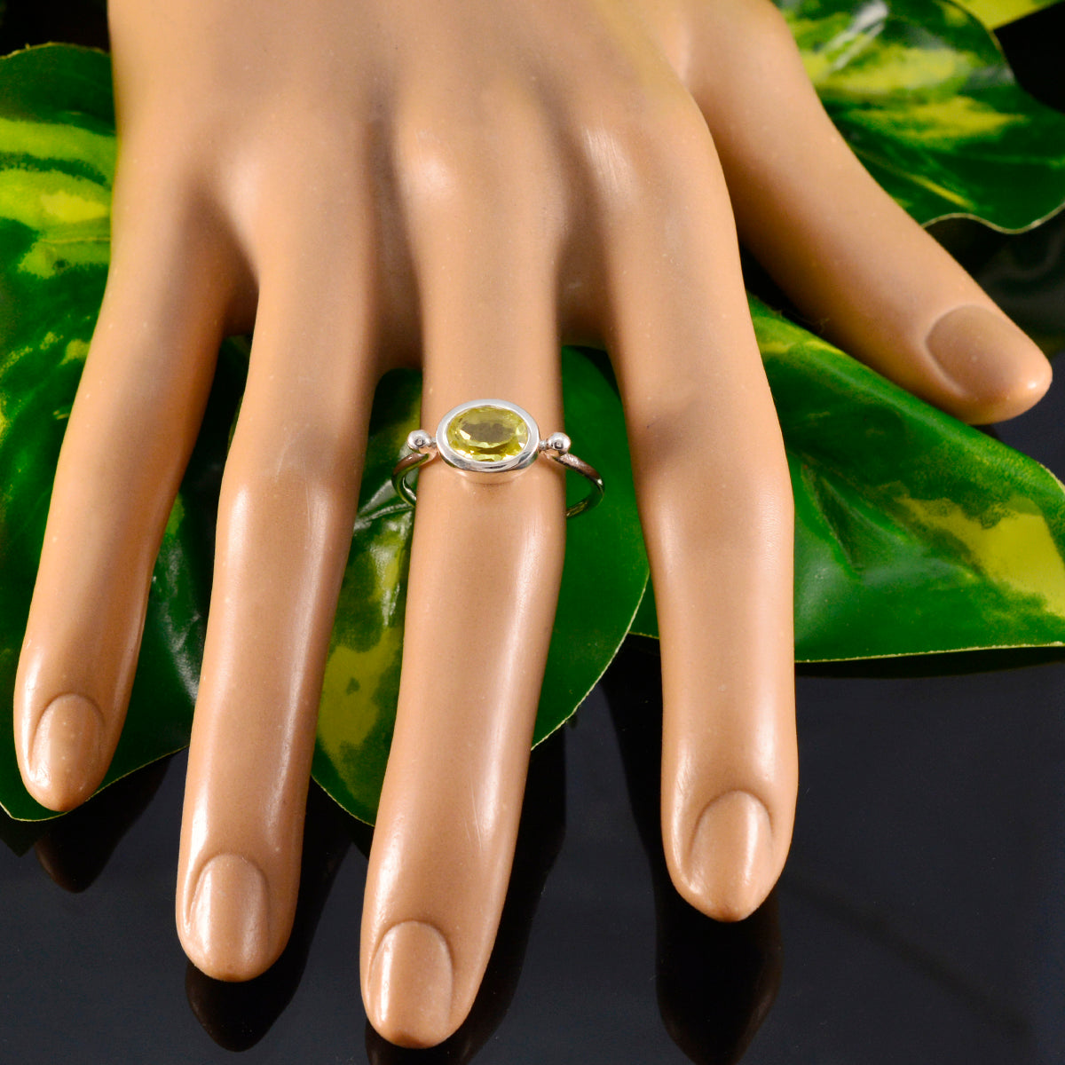 Lemon Quartz Solitaire Turkish 925 Sterling Silver Yellow Gemstones Dainty Abstract Ring Jewellery