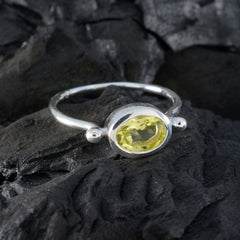 Lemon Quartz Solitaire Turkish 925 Sterling Silver Yellow Gemstones Dainty Abstract Ring Jewellery