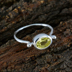 Lemon Quartz Solitaire Turkish 925 Sterling Silver Yellow Gemstones Dainty Abstract Ring Jewellery