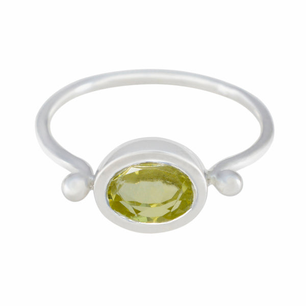 Lemon Quartz Solitaire Turkish 925 Sterling Silver Yellow Gemstones Dainty Abstract Ring Jewellery
