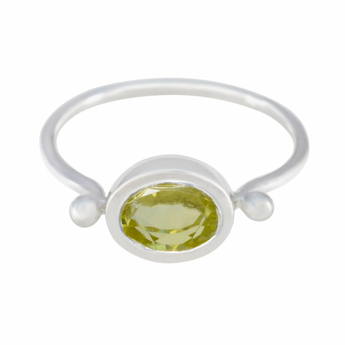 Lemon Quartz Solitaire Turkish 925 Sterling Silver Yellow Gemstones Dainty Abstract Ring Jewellery