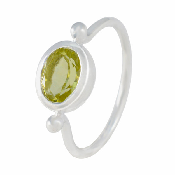 Lemon Quartz Solitaire Turkish 925 Sterling Silver Yellow Gemstones Dainty Abstract Ring Jewellery