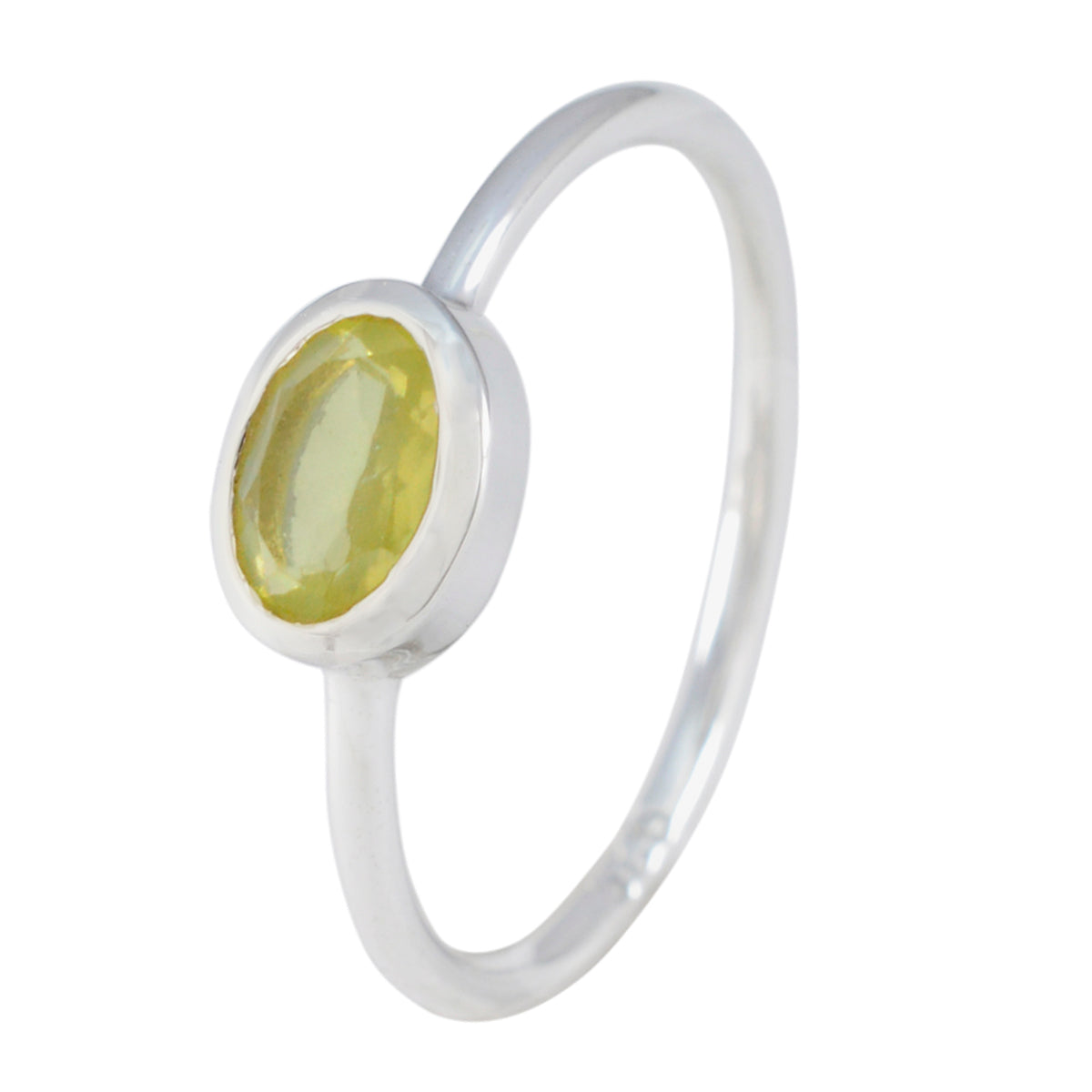 Citronkvarts Solitaire Amerikanskt Sterlingsilver Gula Ädelstenar Elegant Sofistikerad Ring Smycken Sekundär produktbild