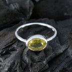 Lemon Quartz Solitaire American 92.5 Silver Yellow Gemstones Elegant  Feminine Ring Jewellery