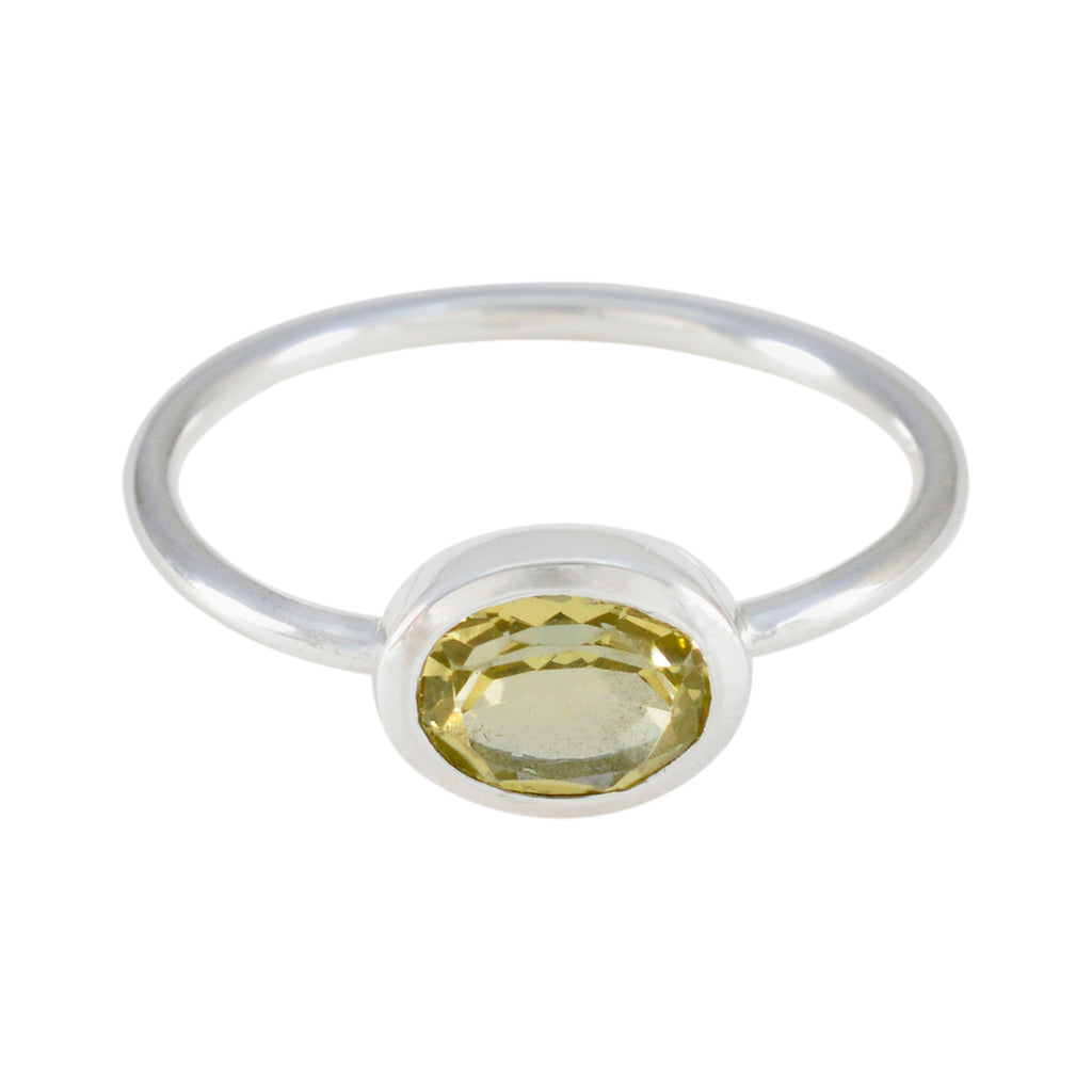 Lemon Quartz Solitaire American 92.5 Silver Yellow Gemstones Elegant  Feminine Ring Jewellery