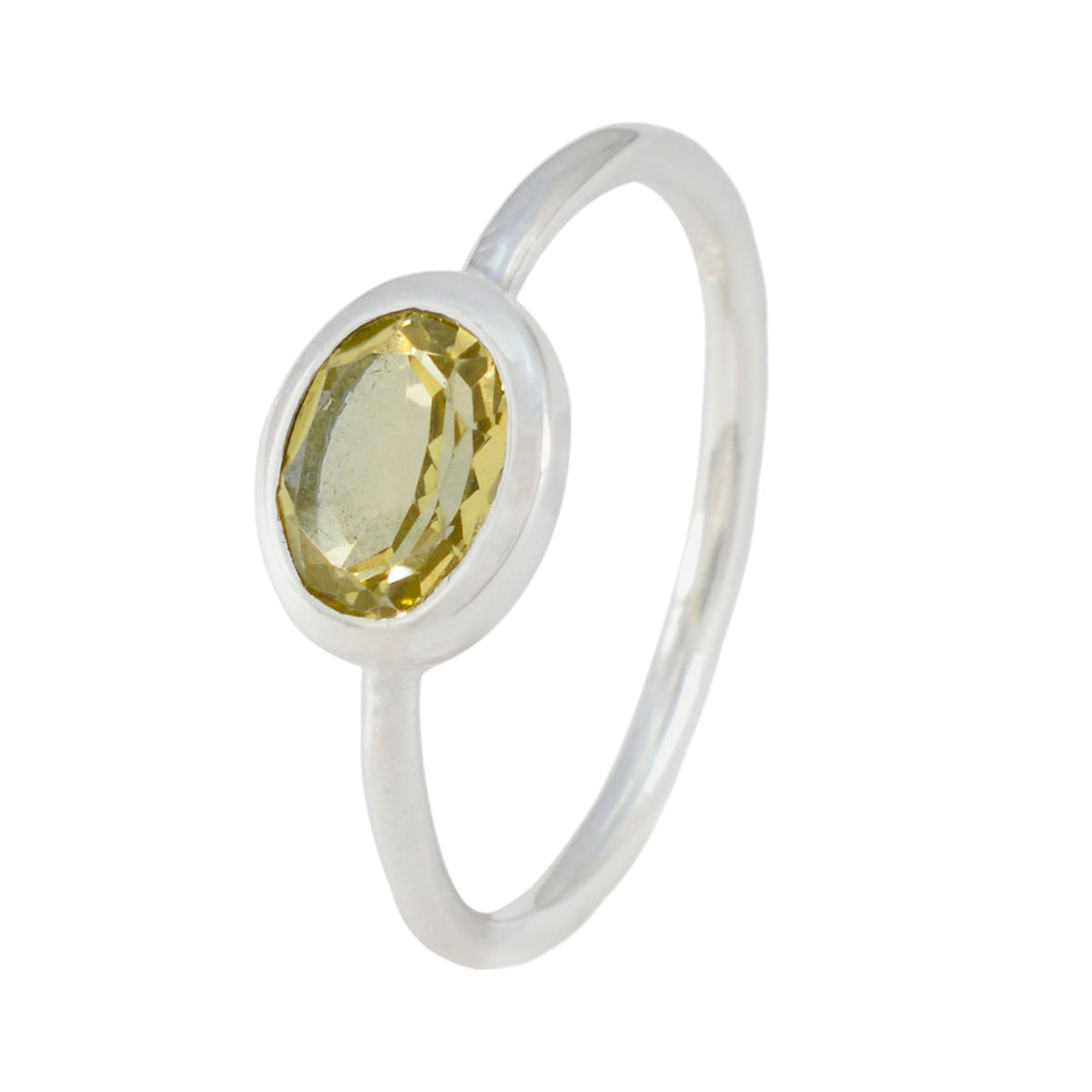 Lemon Quartz Solitaire American 92.5 Silver Yellow Gemstones Elegant  Feminine Ring Jewellery