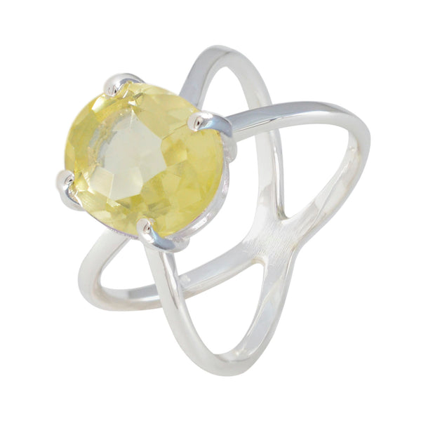 Lemon Quartz Solitaire Indian 925 Sterling Silver Yellow Gemstone Tiny Artisan Ring Jewellery