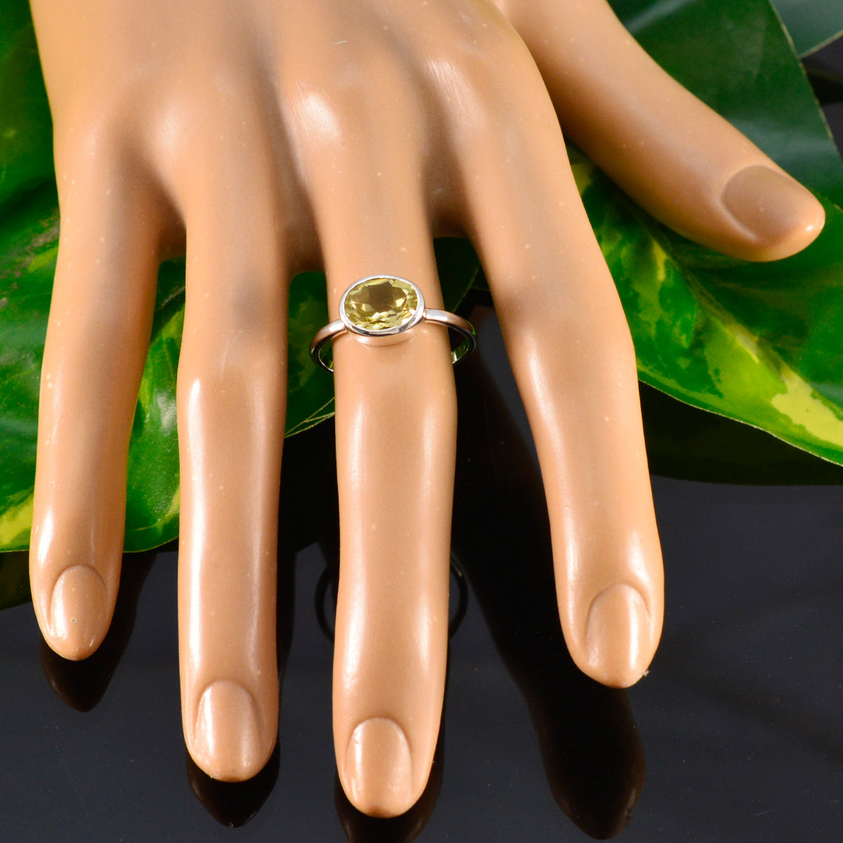 Lemon Quartz Solitaire Turkish 92.5 Silver Yellow Gemstone Dainty Abstract Ring Jewellery