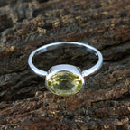 Lemon Quartz Solitaire Turkish 92.5 Silver Yellow Gemstone Dainty Abstract Ring Jewellery