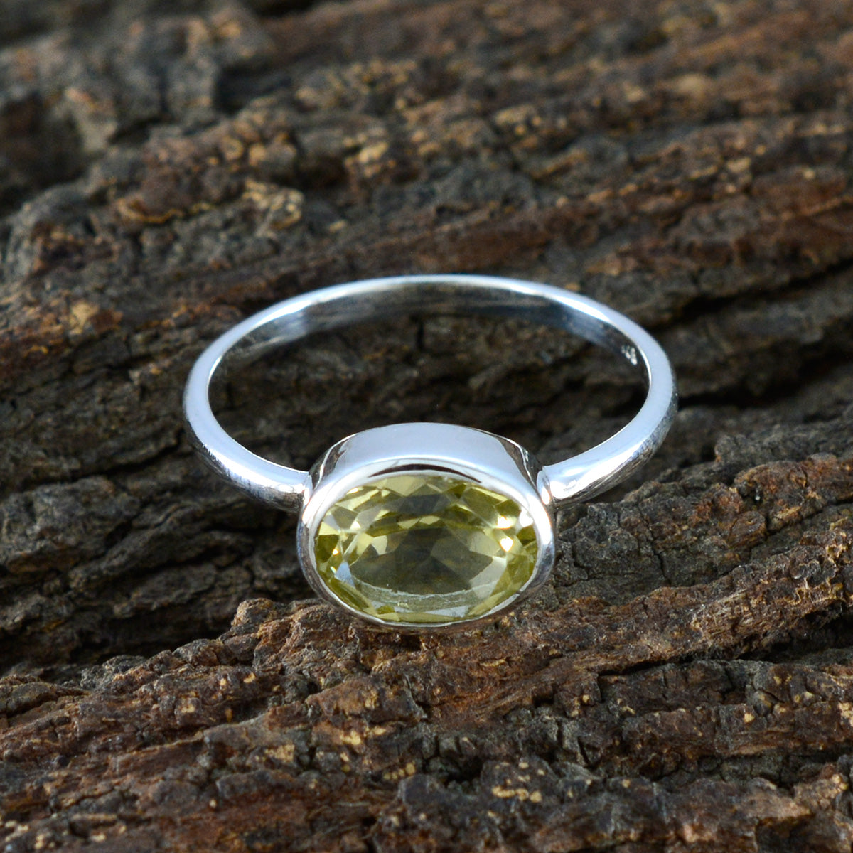 Lemon Quartz Solitaire Turkish 92.5 Silver Yellow Gemstone Dainty Abstract Ring Jewellery