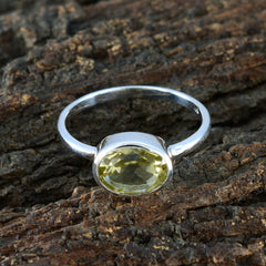 Lemon Quartz Solitaire Turkish 92.5 Silver Yellow Gemstone Dainty Abstract Ring Jewellery