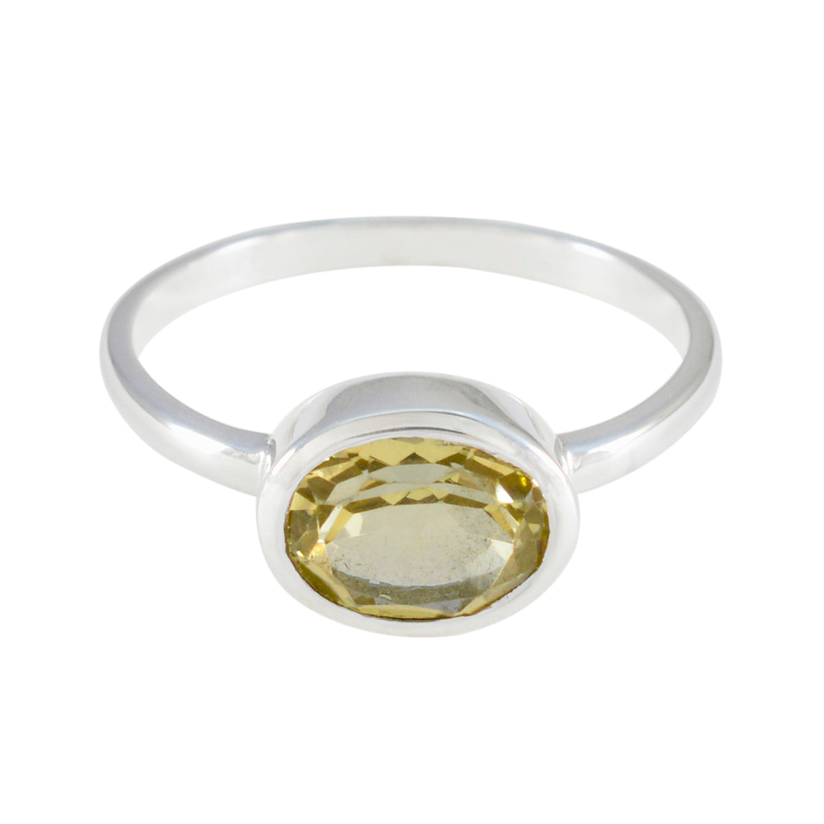 Lemon Quartz Solitaire Turkish 92.5 Silver Yellow Gemstone Dainty Abstract Ring Jewellery Imagen principal del producto