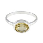 Lemon Quartz Solitaire Turkish 92.5 Silver Yellow Gemstone Dainty Abstract Ring Jewellery