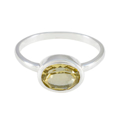 Lemon Quartz Solitaire Turkish 92.5 Silver Yellow Gemstone Dainty Abstract Ring Jewellery