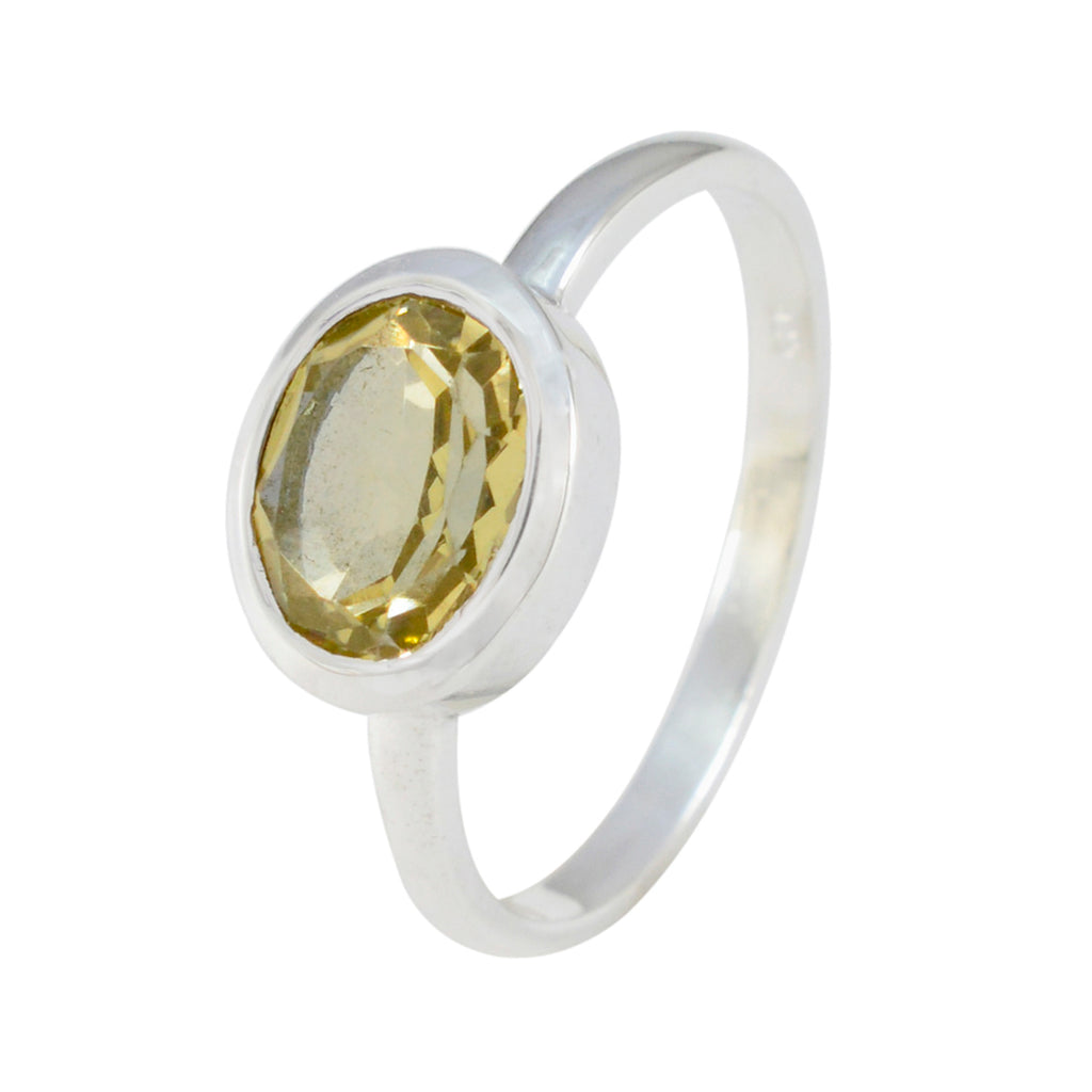 Lemon Quartz Solitaire Turkish 92.5 Silver Yellow Gemstone Dainty Abstract Ring Jewellery