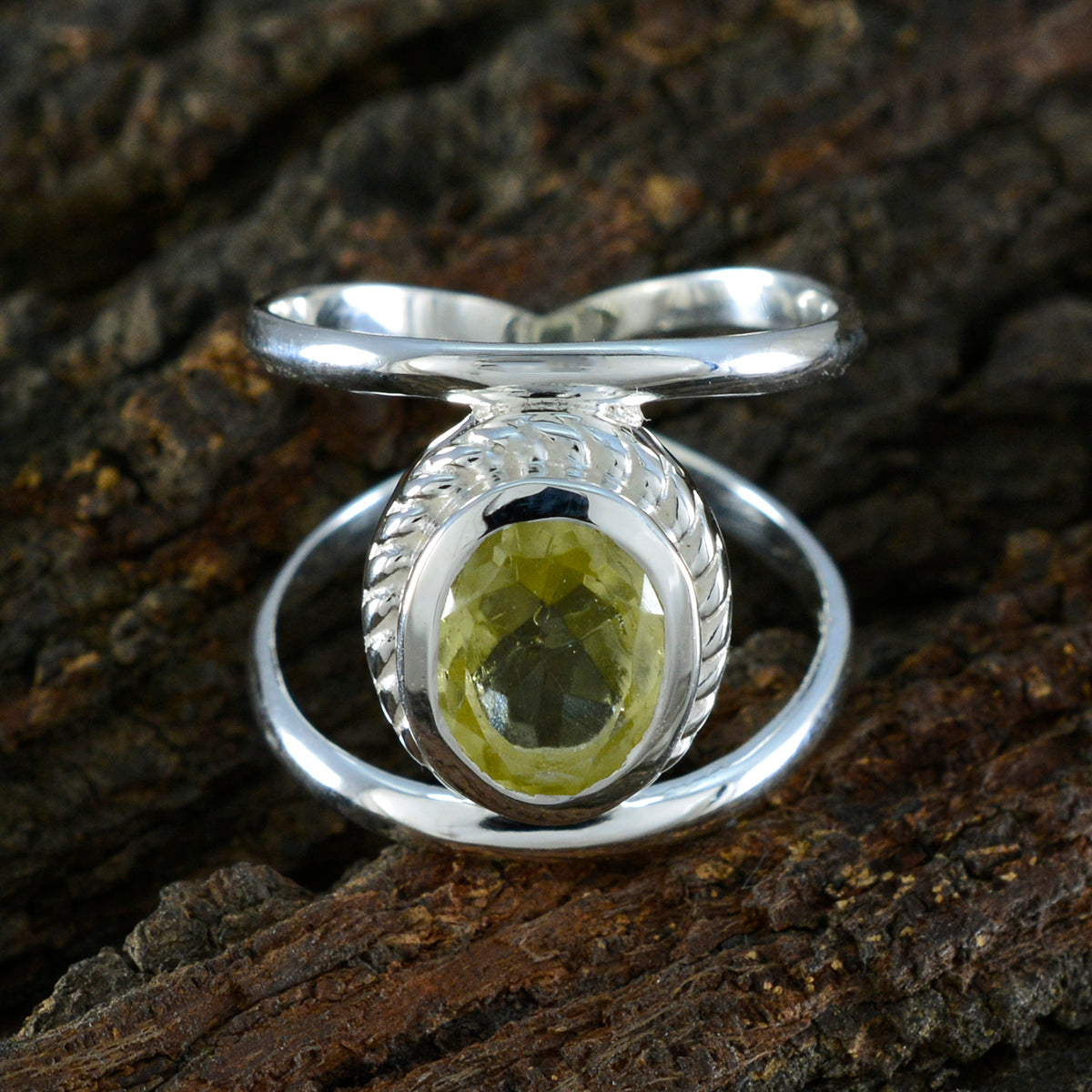 Lemon Quartz Solitaire Egyptian 925 Sterling Silver Yellow Gems Tiny Boho Ring Jewelry