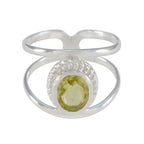 Lemon Quartz Solitaire Egyptian 925 Sterling Silver Yellow Gems Tiny Boho Ring Jewelry