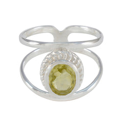 Lemon Quartz Solitaire Egyptian 925 Sterling Silver Yellow Gems Tiny Boho Ring Jewelry
