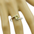 Lemon Quartz Solitaire American Sterling Silver Yellow Gemstone Dainty Contemporary Ring Jewellery