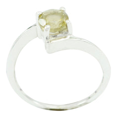 Lemon Quartz Solitaire American Sterling Silver Yellow Gemstone Dainty Contemporary Ring Jewellery