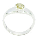 Lemon Quartz Solitaire American 92.5 Silver Yellow Gems Whisper thin Graceful Ring Jewelry