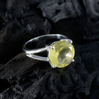 Lemon Quartz Solitaire Moroccan 92.5 Silver Yellow Gemstone Featherlight Sophisticated Ring Jewelry