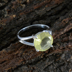 Lemon Quartz Solitaire Moroccan 92.5 Silver Yellow Gemstone Featherlight Sophisticated Ring Jewelry