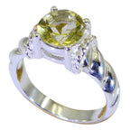 Lemon Quartz Solitaire French 92.5 Silver Yellow Gems Slim Sophisticated Ring Jewellery
