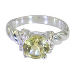 Lemon Quartz Solitaire French 92.5 Silver Yellow Gems Slim Sophisticated Ring Jewellery