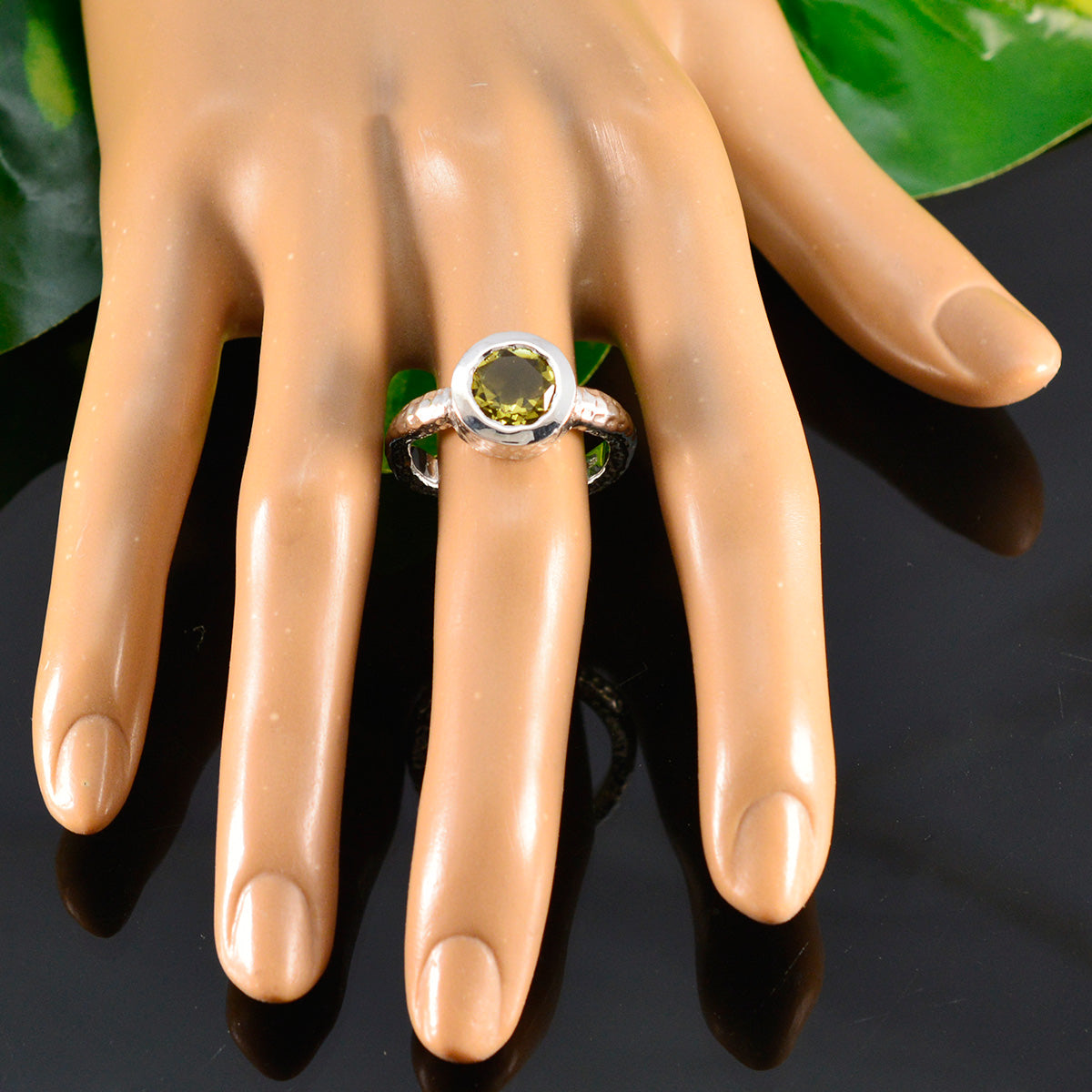 Lemon Quartz Solitaire Moroccan Silver Yellow Gemstones Classic Trendy Ring Jewelry
