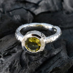 Lemon Quartz Solitaire Moroccan Silver Yellow Gemstones Classic Trendy Ring Jewelry