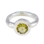 Lemon Quartz Solitaire Moroccan Silver Yellow Gemstones Classic Trendy Ring Jewelry