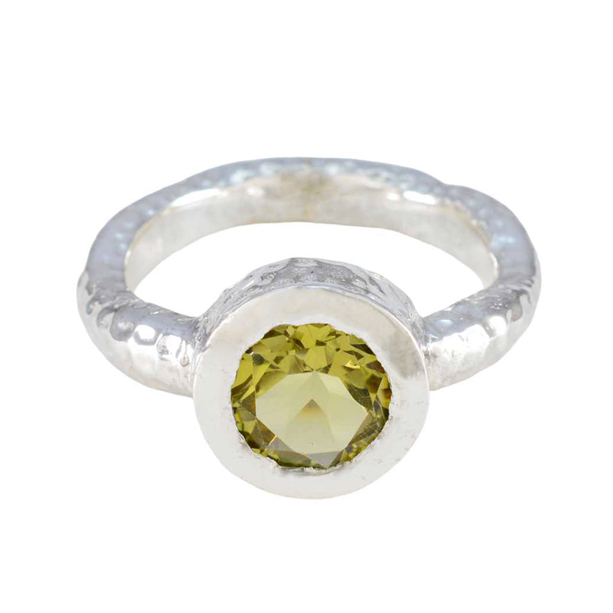 Lemon Quartz Solitaire Moroccan Silver Yellow Gemstones Classic Trendy Ring Jewelry