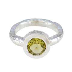 Lemon Quartz Solitaire Moroccan Silver Yellow Gemstones Classic Trendy Ring Jewelry