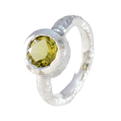 Lemon Quartz Solitaire Moroccan Silver Yellow Gemstones Classic Trendy Ring Jewelry