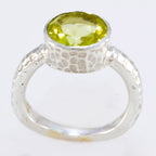 Lemon Quartz Solitaire Moroccan Silver Yellow Gemstones Classic Trendy Ring Jewelry